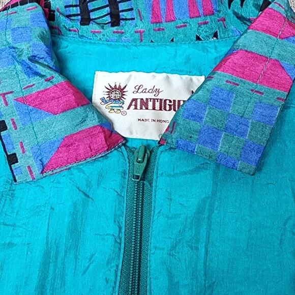 Lady Antigua VTG 90's Multicolor Geometrical Pattern Windbreaker Womens Med - Picture 10 of 15
